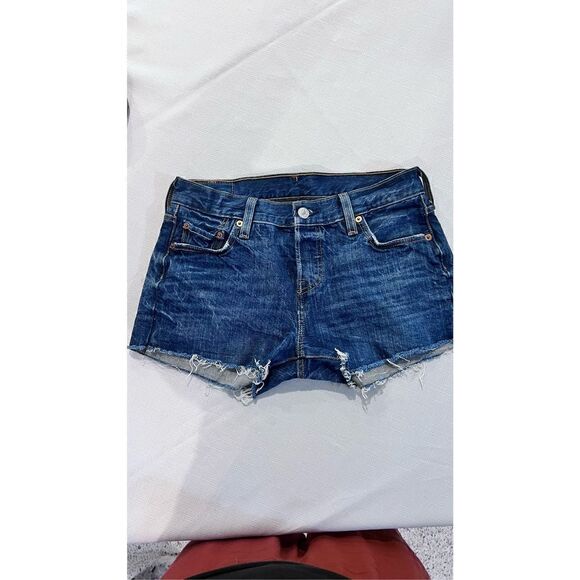 Levi's Women's Cutoff 501 Cotton Denim Jean Shorts Blue Dark Wash Size 24 - Picture 2 of 9